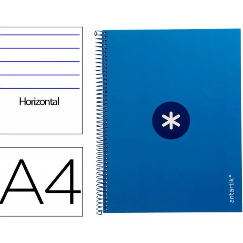 Cuaderno espiral liderpapel a4 micro antartik tapa forrada80h 90 gr horizontal 1 banda 4 taladros azul oscuro