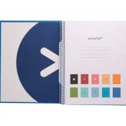 Cuaderno espiral liderpapel a4 micro antartik tapa forrada80h 90 gr horizontal 1 banda 4 taladros azul oscuro