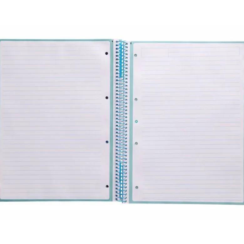 Cuaderno espiral liderpapel a4 micro antartik tapa forrada80h 90 gr horizontal 1 banda 4 taladros celeste.