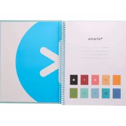 Cuaderno espiral liderpapel a4 micro antartik tapa forrada80h 90 gr horizontal 1 banda 4 taladros celeste.