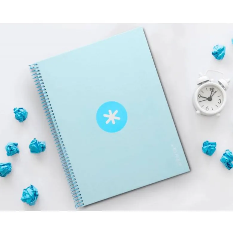 Cuaderno espiral liderpapel a4 micro antartik tapa forrada80h 90 gr horizontal 1 banda 4 taladros celeste.