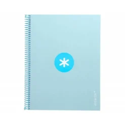 Cuaderno espiral liderpapel a4 micro antartik tapa forrada80h 90 gr horizontal 1 banda 4 taladros celeste.