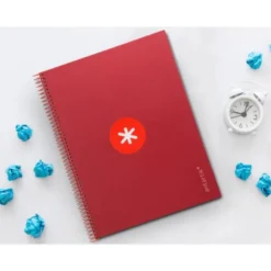 CUADERNO ESPIRAL LIDERPAPEL DIN A4 MICRO ANTARTIK RAYADO HORIZONTAL COLOR ROJO 80H