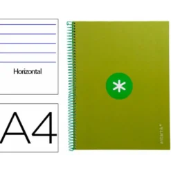 CUADERNO ESPIRAL LIDERPAPEL DIN A4 MICRO ANTARTIK RAYADO HORIZONTAL COLOR VERDE80H