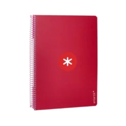 CUADERNO ESPIRAL LIDERPAPEL DIN A4 MICRO ANTARTIK CUADRICULA 5 MM COLOR ROJO 80H