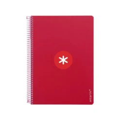 CUADERNO ESPIRAL LIDERPAPEL DIN A4 MICRO ANTARTIK CUADRICULA 5 MM COLOR ROJO 80H