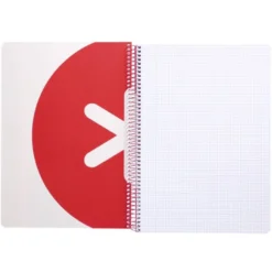 CUADERNO ESPIRAL LIDERPAPEL DIN A4 MICRO ANTARTIK CUADRICULA 5 MM COLOR ROJO 80H