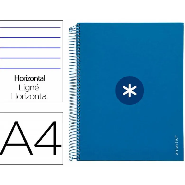 CUADERNO ESPIRAL LIDERPAPEL DIN A4 MICRO ANTARTIK RAYADO HORIZONTAL COLOR AZUL CARTON FORRADO