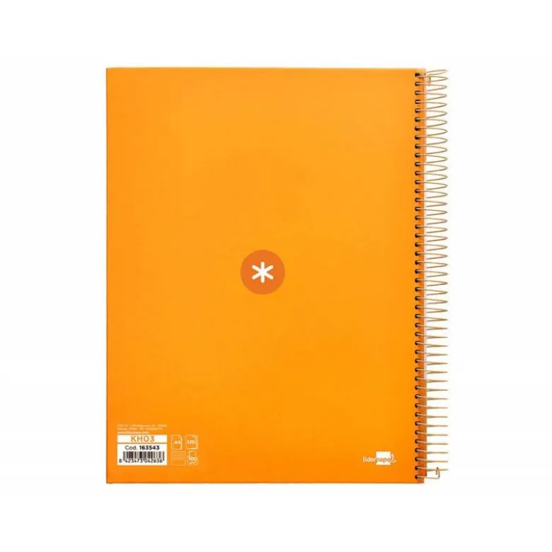 CUADERNO ESPIRAL LIDERPAPEL DIN A4 MICRO ANTARTIK RAYADO HORIZONTAL COLOR NARANJA 5 BANDA 120H
