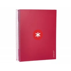 CUADERNO ESPIRAL LIDERPAPEL DIN A4 MICRO ANTARTIK RAYADO HORIZONTAL COLOR ROJO CARTON FORRADO