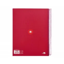 CUADERNO ESPIRAL LIDERPAPEL DIN A4 MICRO ANTARTIK CUADRICULA 5MM 5 BANDA 4 TALADROS COLOR FRAMBUESA 120H