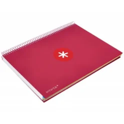 CUADERNO ESPIRAL LIDERPAPEL DIN A4 MICRO ANTARTIK CUADRICULA 5MM 5 BANDA 4 TALADROS COLOR FRAMBUESA 120H