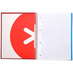 CUADERNO ESPIRAL LIDERPAPEL DIN A4 MICRO ANTARTIK CUADRICULA 5MM 5 BANDA 4 TALADROS COLOR FRAMBUESA 120H