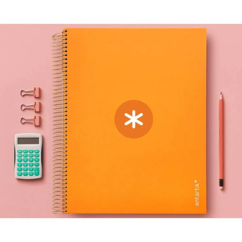 Cuaderno espiral liderpapel a4 micro antartik tapa forrada120h 100 gr cuadro 5mm 5 banda4 taladros color mostaza