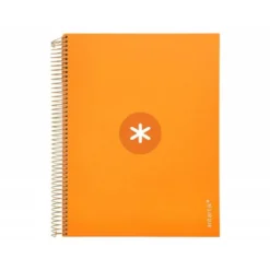 Cuaderno espiral liderpapel a4 micro antartik tapa forrada120h 100 gr cuadro 5mm 5 banda4 taladros color mostaza