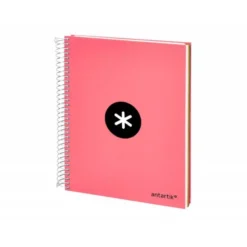 CUADERNO ESPIRAL LIDERPAPEL A5 MICRO ANTARTIK TAPA FORRADA120H 100 GR HORIZONTAL 5 BANDA6 TALADROS COLOR CORAL