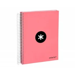 CUADERNO ESPIRAL LIDERPAPEL A5 MICRO ANTARTIK TAPA FORRADA120H 100 GR HORIZONTAL 5 BANDA6 TALADROS COLOR CORAL