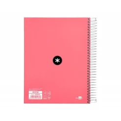 CUADERNO ESPIRAL LIDERPAPEL A5 MICRO ANTARTIK TAPA FORRADA120H 100 GR HORIZONTAL 5 BANDA6 TALADROS COLOR CORAL