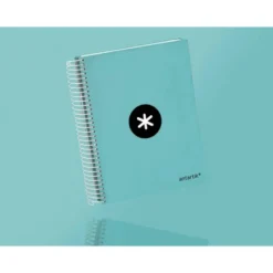 CUADERNO ESPIRAL LIDERPAPEL A5 MICRO ANTARTIK TAPA FORRADA120H 100 GR LISO 5 BANDAS 6 TALADROS COLOR MENTA