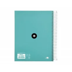 CUADERNO ESPIRAL LIDERPAPEL A5 MICRO ANTARTIK TAPA FORRADA120H 100 GR LISO 5 BANDAS 6 TALADROS COLOR MENTA