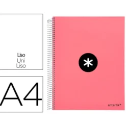 CUADERNO ESPIRAL LIDERPAPEL DIN A4 MICRO ANTARTIK LISO COLOR ROSA CARTON FORRADO