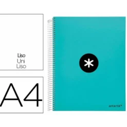 CUADERNO ESPIRAL LIDERPAPEL DIN A4 MICRO ANTARTIK LISO COLOR AZUL CARTON FORRADO