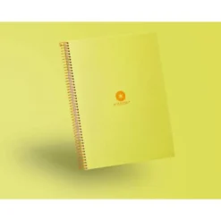 CUADERNO ESPIRAL LIDERPAPEL A4 MICRO ANTARTIK TAPA FORRADA80H 90 GR RAYADO PUNTOS 1 BANDA 4 TALADROS AMARILLO