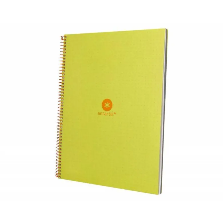 CUADERNO ESPIRAL LIDERPAPEL A4 MICRO ANTARTIK TAPA FORRADA80H 90 GR RAYADO PUNTOS 1 BANDA 4 TALADROS AMARILLO