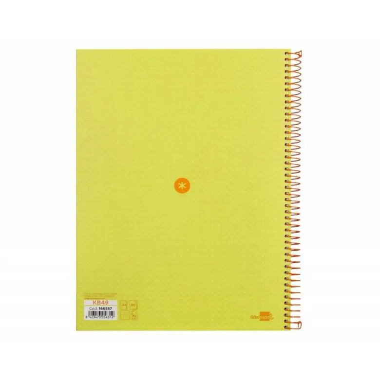 CUADERNO ESPIRAL LIDERPAPEL A4 MICRO ANTARTIK TAPA FORRADA80H 90 GR RAYADO PUNTOS 1 BANDA 4 TALADROS AMARILLO