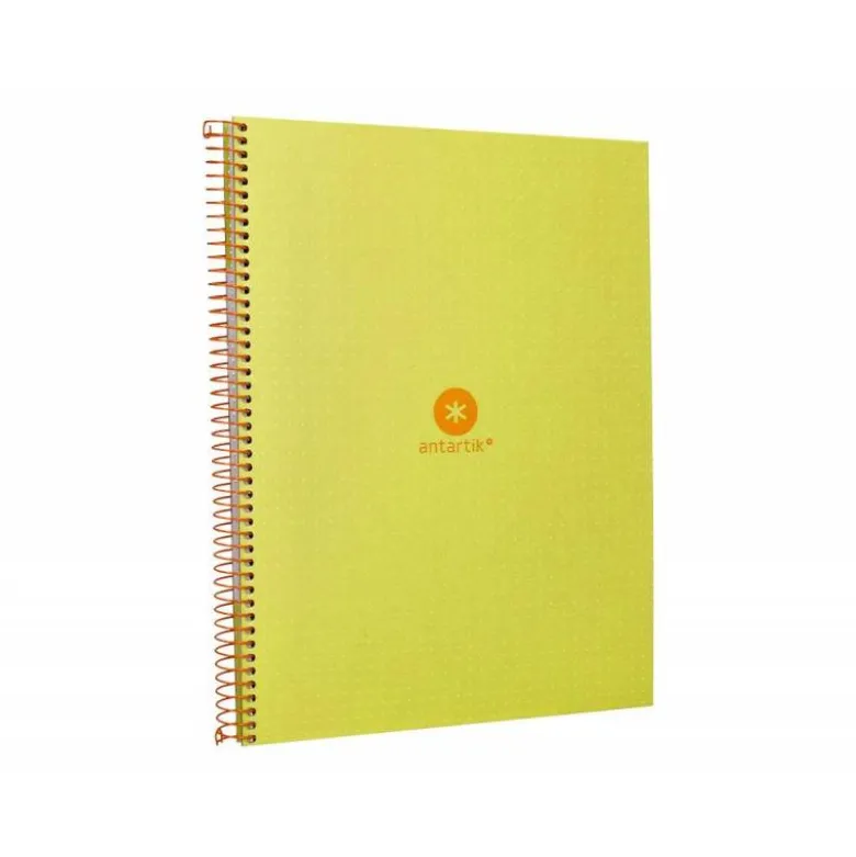 CUADERNO ESPIRAL LIDERPAPEL A4 MICRO ANTARTIK TAPA FORRADA80H 90 GR RAYADO PUNTOS 1 BANDA 4 TALADROS AMARILLO