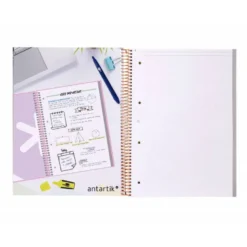 CUADERNO ESPIRAL LIDERPAPEL A4 MICRO ANTARTIK TAPA FORRADA80H 90 GR RAYADO PUNTOS 1 BANDA 4 TALADROS AMARILLO
