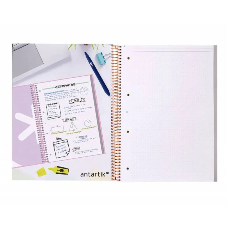 CUADERNO ESPIRAL LIDERPAPEL A4 MICRO ANTARTIK TAPA FORRADA80H 90 GR RAYADO PUNTOS 1 BANDA 4 TALADROS AMARILLO