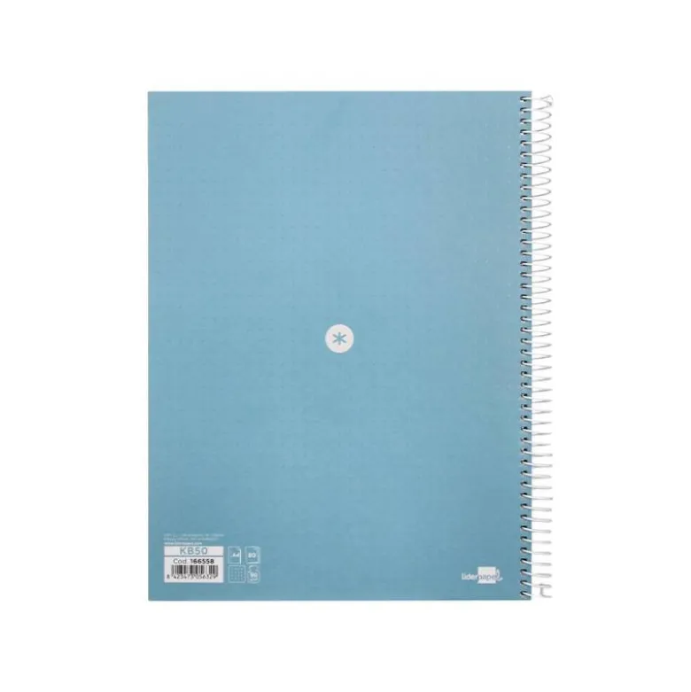 CUADERNO ESPIRAL LIDERPAPEL A4 MICRO ANTARTIK TAPA FORRADA80H 90 GR RAYADO PUNTOS 1 BANDA 4 TALADROS CELESTE