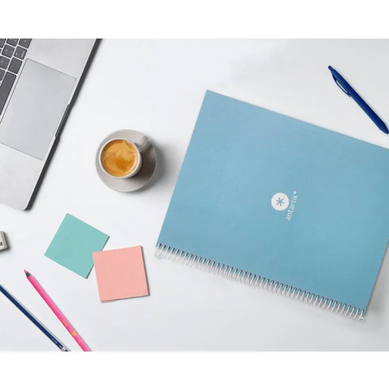 CUADERNO ESPIRAL LIDERPAPEL A4 MICRO ANTARTIK TAPA FORRADA80H 90 GR RAYADO PUNTOS 1 BANDA 4 TALADROS CELESTE