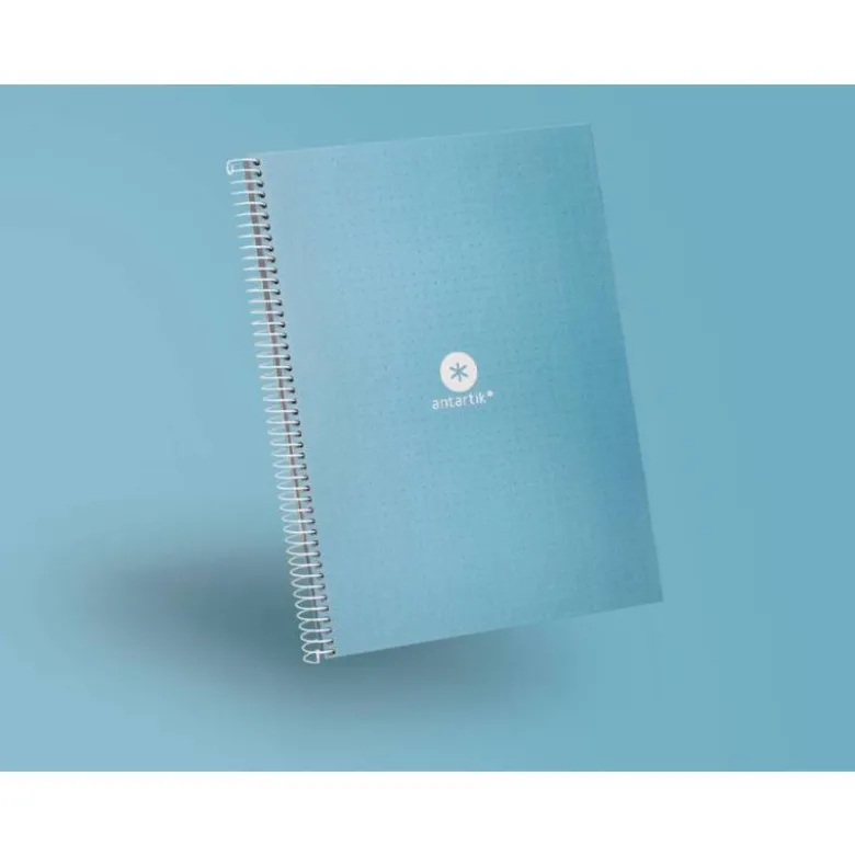 CUADERNO ESPIRAL LIDERPAPEL A4 MICRO ANTARTIK TAPA FORRADA80H 90 GR RAYADO PUNTOS 1 BANDA 4 TALADROS CELESTE