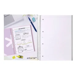 CUADERNO ESPIRAL LIDERPAPEL A4 MICRO ANTARTIK TAPA FORRADA80H 90 GR RAYADO PUNTOS 1 BANDA 4 TALADROS CELESTE