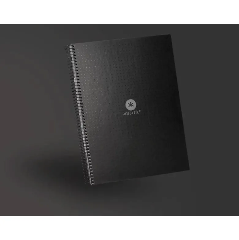 CUADERNO ESPIRAL LIDERPAPEL A4 MICRO ANTARTIK TAPA FORRADA80H 90 GR RAYADO PUNTOS 1 BANDA 4 TALADROS NEGRO