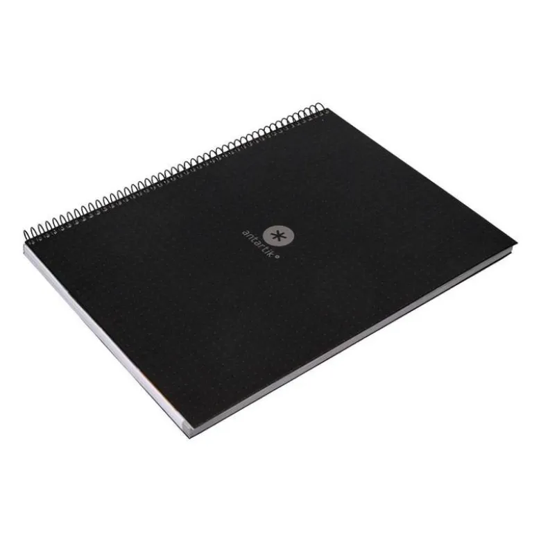 CUADERNO ESPIRAL LIDERPAPEL A4 MICRO ANTARTIK TAPA FORRADA80H 90 GR RAYADO PUNTOS 1 BANDA 4 TALADROS NEGRO