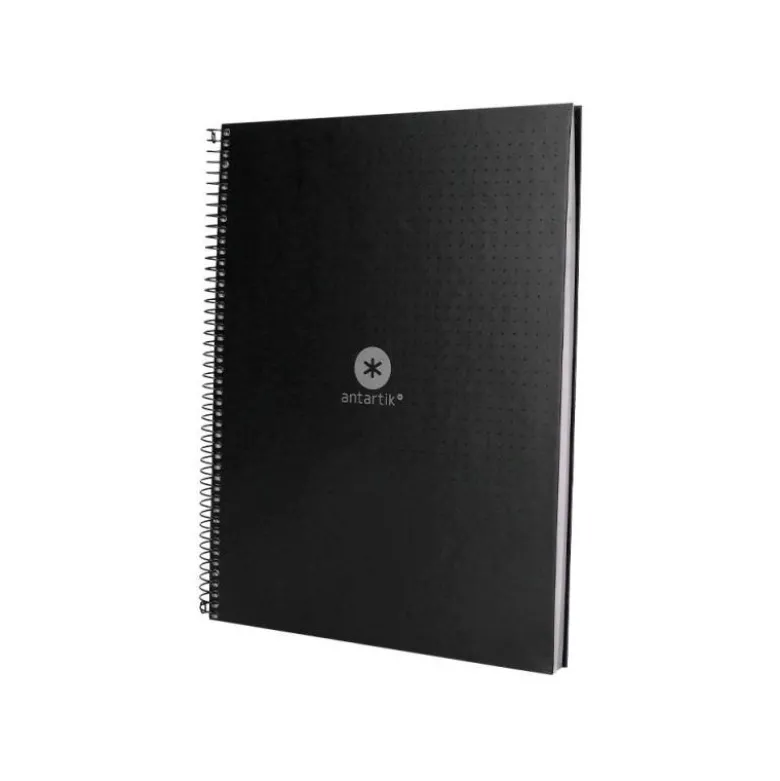 CUADERNO ESPIRAL LIDERPAPEL A4 MICRO ANTARTIK TAPA FORRADA80H 90 GR RAYADO PUNTOS 1 BANDA 4 TALADROS NEGRO