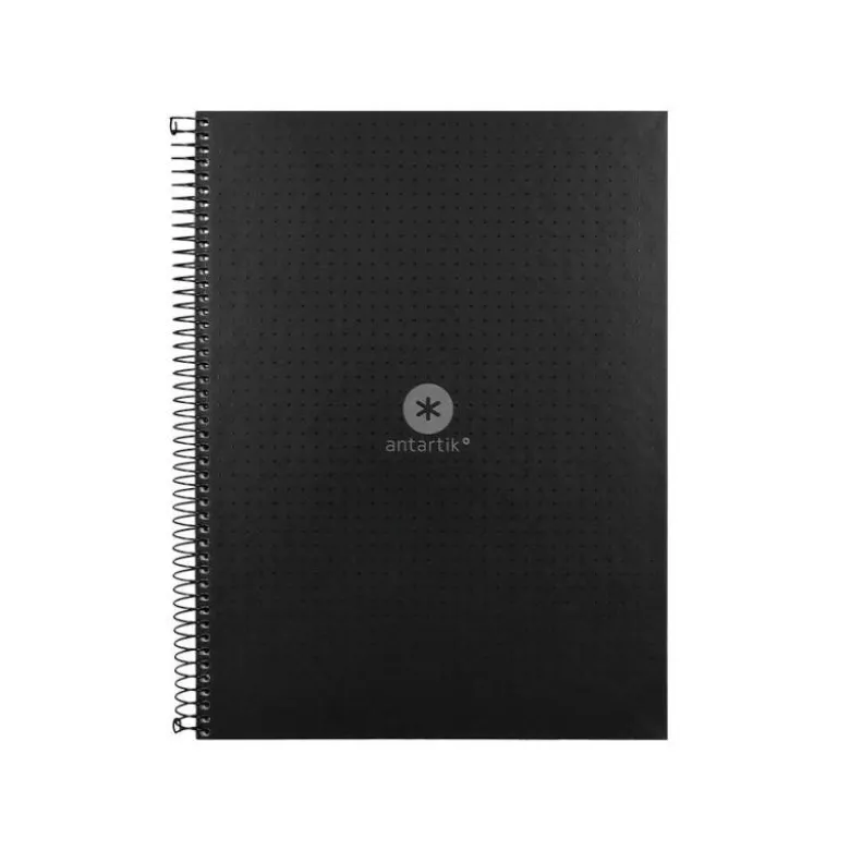 CUADERNO ESPIRAL LIDERPAPEL A4 MICRO ANTARTIK TAPA FORRADA80H 90 GR RAYADO PUNTOS 1 BANDA 4 TALADROS NEGRO