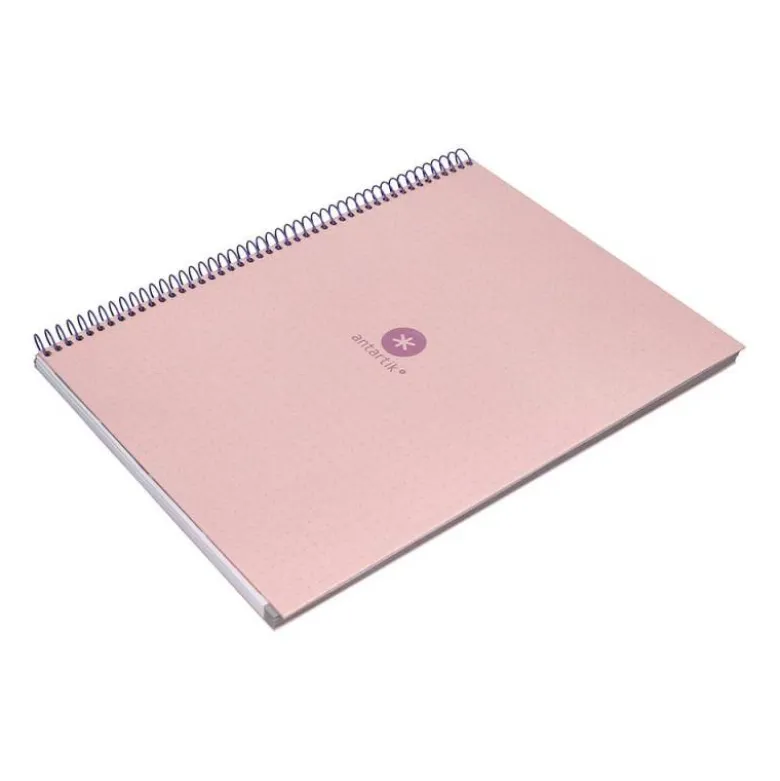 CUADERNO ESPIRAL LIDERPAPEL A4 MICRO ANTARTIK TAPA FORRADA80H 90 GR RAYADO PUNTOS 1 BANDA 4 TALADROS ROSA