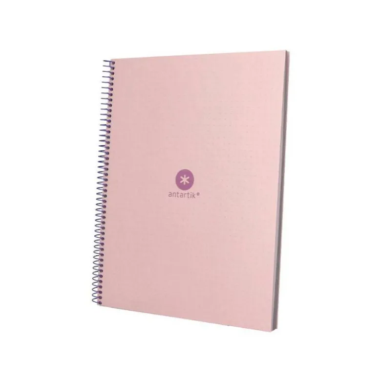 CUADERNO ESPIRAL LIDERPAPEL A4 MICRO ANTARTIK TAPA FORRADA80H 90 GR RAYADO PUNTOS 1 BANDA 4 TALADROS ROSA