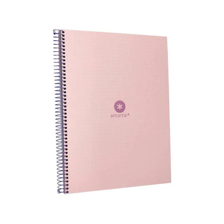 CUADERNO ESPIRAL LIDERPAPEL A4 MICRO ANTARTIK TAPA FORRADA80H 90 GR RAYADO PUNTOS 1 BANDA 4 TALADROS ROSA