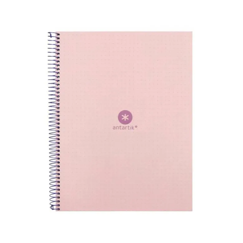 CUADERNO ESPIRAL LIDERPAPEL A4 MICRO ANTARTIK TAPA FORRADA80H 90 GR RAYADO PUNTOS 1 BANDA 4 TALADROS ROSA