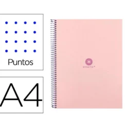 CUADERNO ESPIRAL LIDERPAPEL A4 MICRO ANTARTIK TAPA FORRADA80H 90 GR RAYADO PUNTOS 1 BANDA 4 TALADROS ROSA