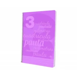 CUADERNO ESPIRAL LIDERPAPEL FOLIO TAPA PLASTICO 80H 80 GR CUADRO PAUTADO 3MM CON MARGEN COLOR VIOLETA