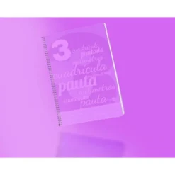 CUADERNO ESPIRAL LIDERPAPEL FOLIO TAPA PLASTICO 80H 80 GR CUADRO PAUTADO 3MM CON MARGEN COLOR VIOLETA