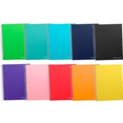Cuaderno espiral Liderpapel Jolly 140H Tamaño DIN A4 Tapa forrada Cuadricula 5mm + Rayado Horizontal 75 g/m2 Colores surtidos