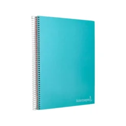CUADERNO ESPIRAL LIDERPAPEL A4 MICRO JOLLY TAPA FORRADA 140H 75 GR CUADRO 5MM 5 BANDAS4 TALADROS COLOR CELESTE