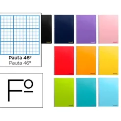 Cuaderno espiral Liderpapel Smart Tamaño Folio 80 hojas Tapa blanda Pauta 46º 60 g/m2 Colores surtidos